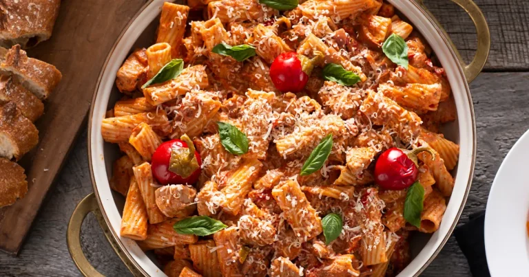 Rigatoni recheado ao molho bolonhesa