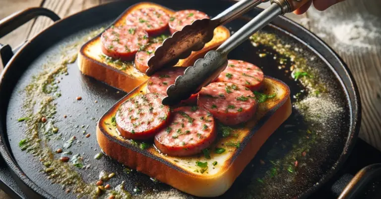 Sanduíche de linguiça com maionese de alho e cebolete