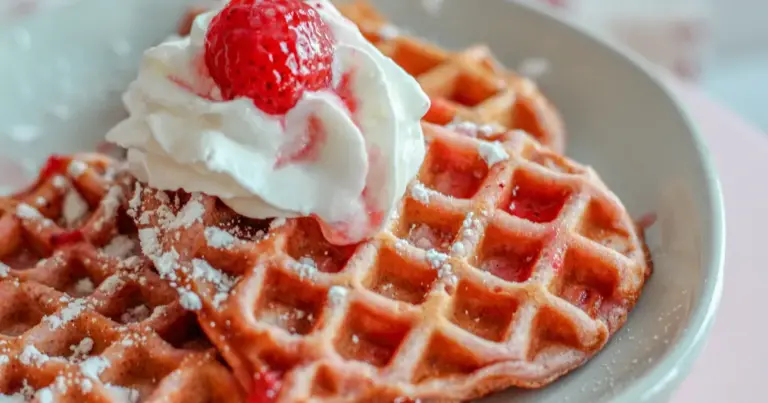 Waffle com Sorvete e geléia de morango