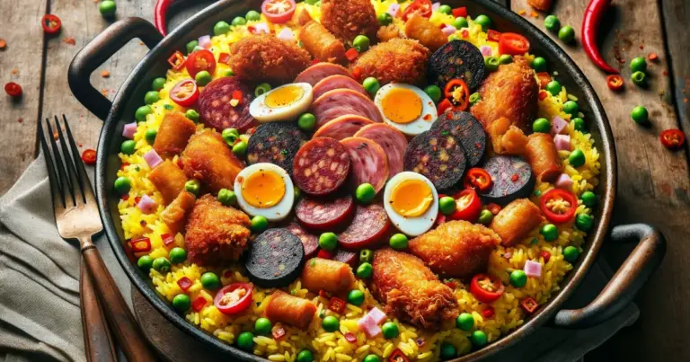Arroz caipira com ovos de codorna