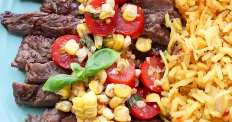 Arroz com fraldinha e conserva de batata