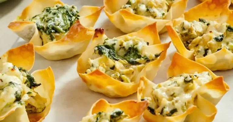 Foto da receita de Copinhos de Wonton com Dip de Alcachofra