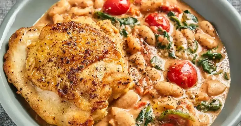 Foto da receita de Frango na Frigideira com Ensopado de Feijão Branco