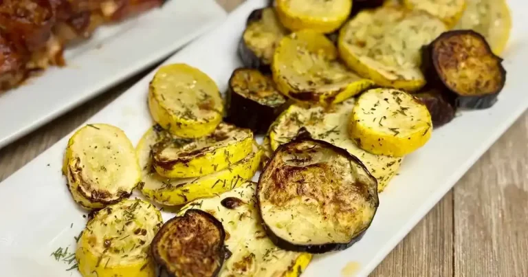 Foto da receita de Berinjela e Abobrinha Japonesa Assadas com Endro
