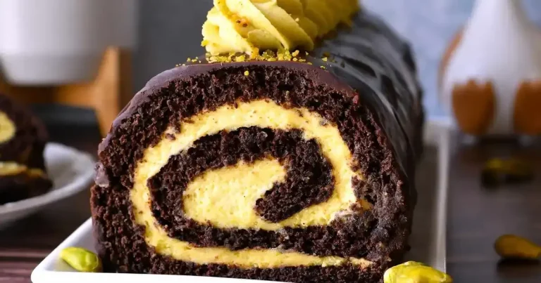 Foto da receita de Bolo Rolê de Chocolate com Pistache