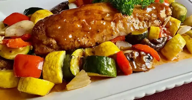 Foto da receita de Lombo de Porco Glaceado com Legumes na Assadeira
