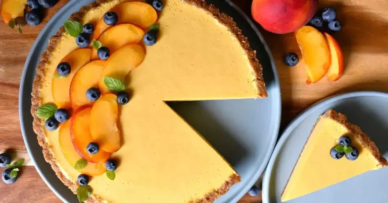 Foto da receita de Torta de Pêssego Cremosa Sem Forno