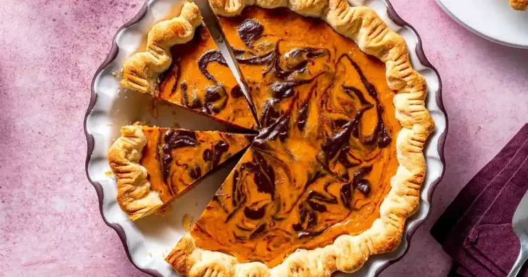 Foto da receita de Torta de Abóbora com Chocolate Marmorizado