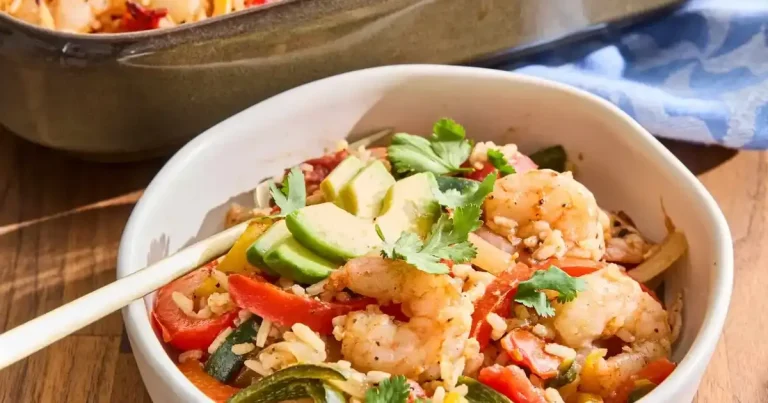 Foto da receita de Casserola de Arroz com Camarão e Fajitas