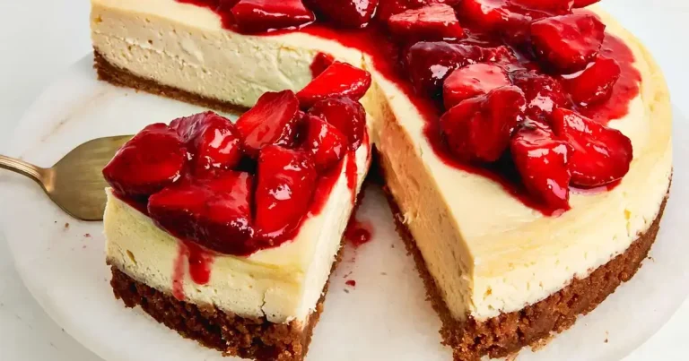 Foto da receita de Cheesecake Perfeito com Cobertura de Morango