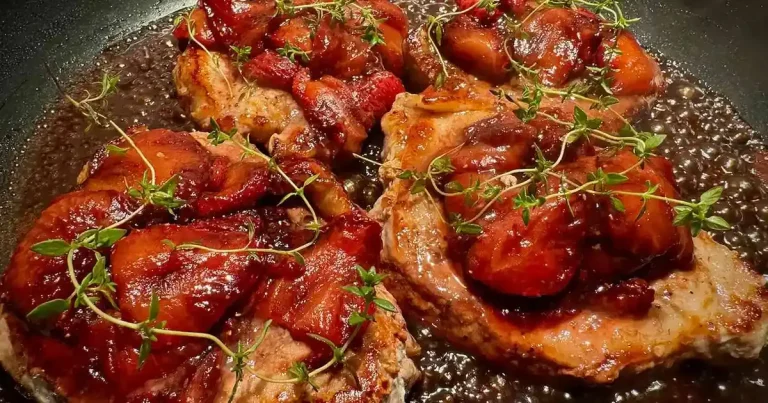 Foto da receita de Costeletas de Porco com Morango e Balsâmico