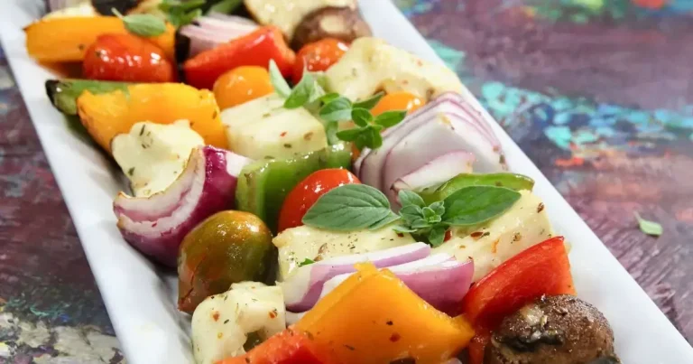 Foto da receita de Espetinhos de Halloumi e Legumes