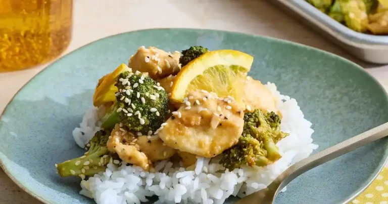 Foto da receita de Frango Laranja e Brócolis na Assadeira