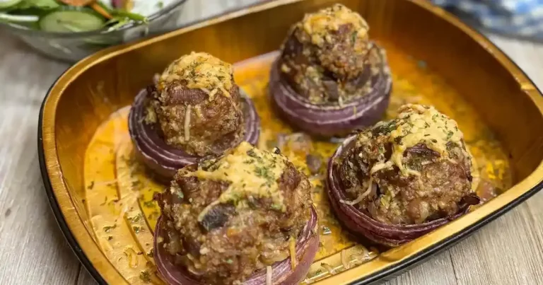 Foto da receita de Cebolas Recheadas com Linguiça