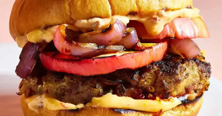 Foto da receita de Hambúrguer com Maçã Grelhada e Crocante de Pimenta