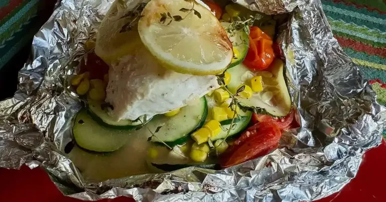 Foto da receita de Pacotes de Halibute Grelhado