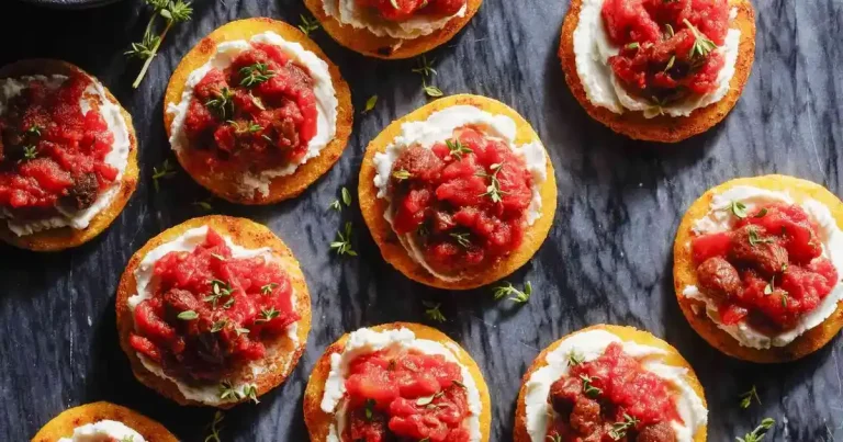 Foto da receita de Bolinhos Crocantes de Polenta com Cobertura de Tomate Confitado