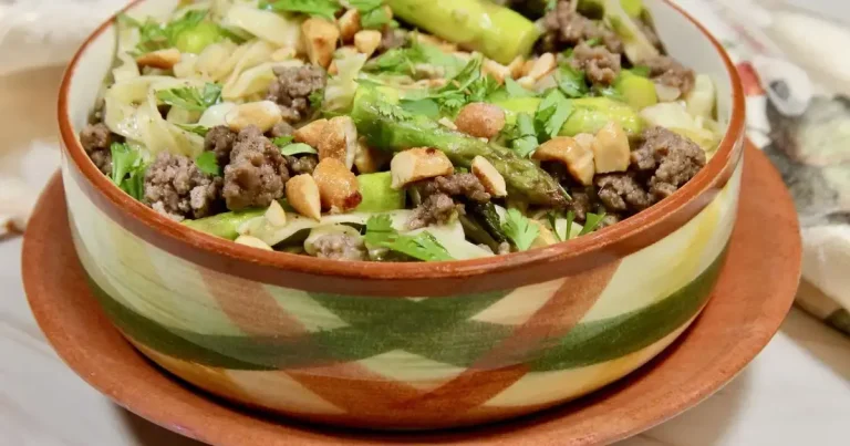 Foto da receita de Macarrão com Carne e Aspargos