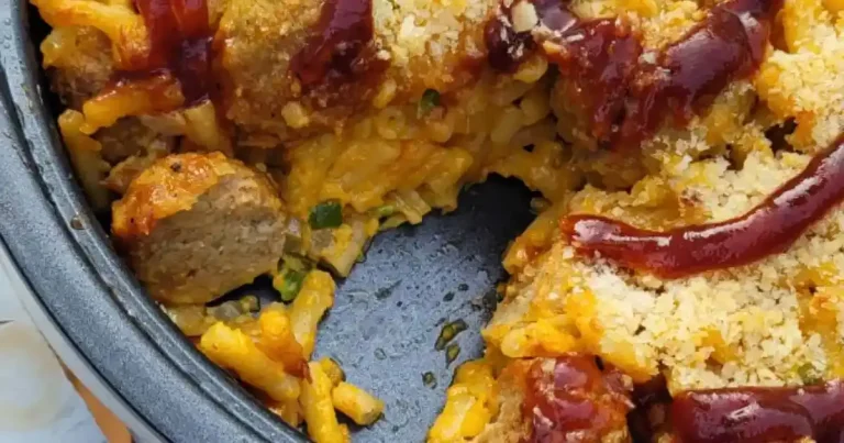Foto da receita de Macarrão com Queijo Assado e Almôndegas de Frango