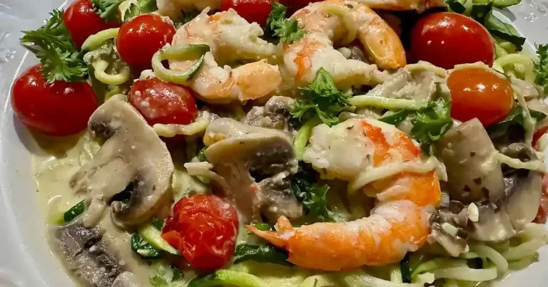 Foto da receita de Zoodles Cremosos com Camarões