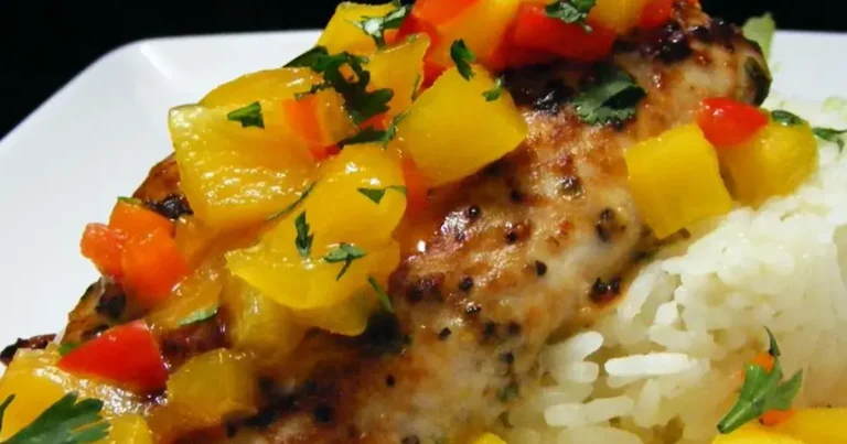 Foto da receita de Mahi Mahi com Arroz de Coco e Salsa de Manga